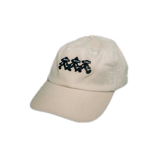 Mushroom Compadres sand cap with three embroidered mushrooms, front view
